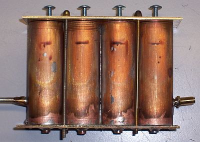 The four tubes soldered to the bottom plate